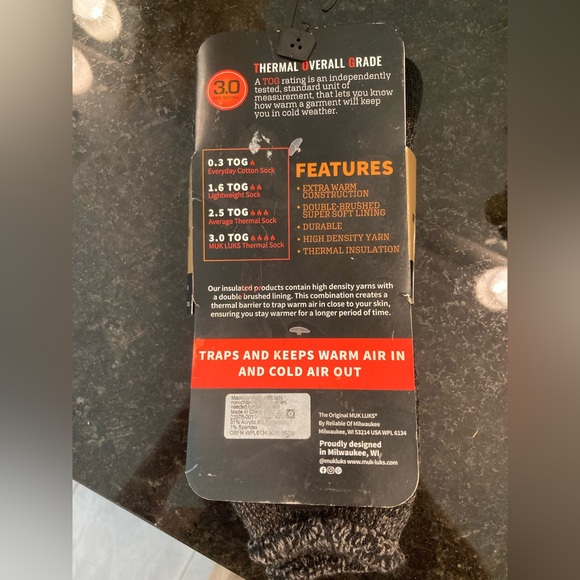 NWT MENS MUK LUK THERMAL INSULATED SOCKS  HEATHERED BLACK - Picture 3 of 4